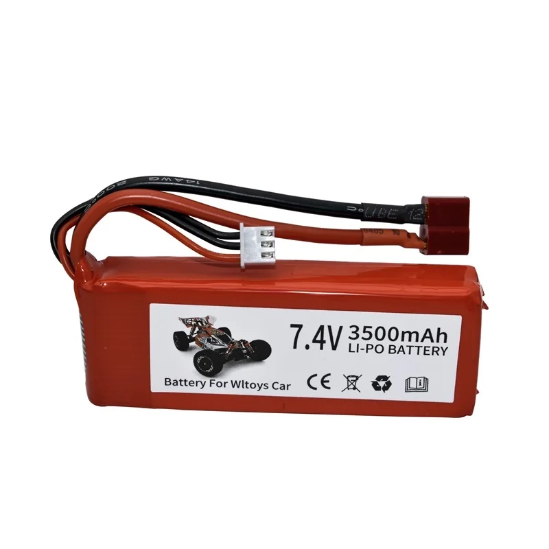 Upgrade 7.4V 3500mAh Rechargable Battery For Wltoys 124019 124018 124017 Car 2s Lipo battery for 144001 104001 12428 RC car Part