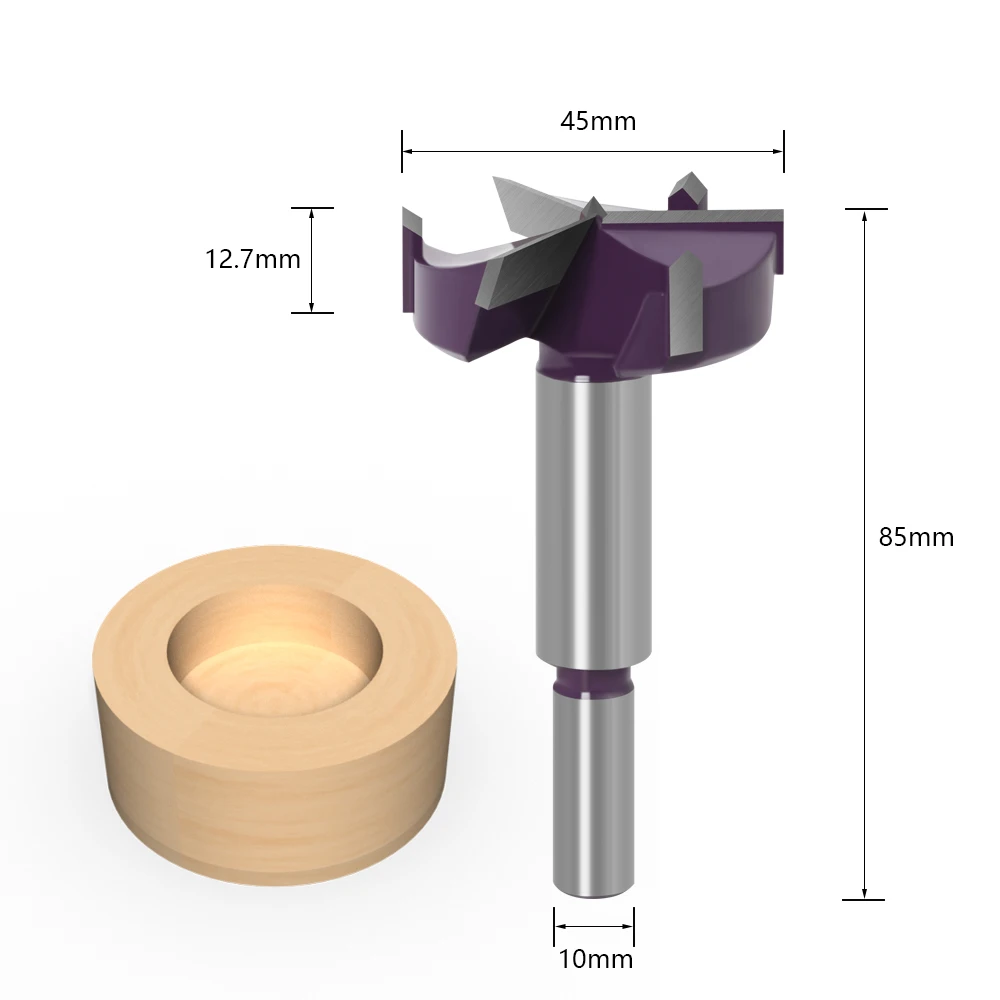 Imagem -02 - Dentes Forstner Dicas Ferramentas para Trabalhar Madeira Buraco Viu Cortador Dobradiça Broca Chato Bits Haste Redonda Cortador de Carboneto de Tungstênio Peças 45 mm