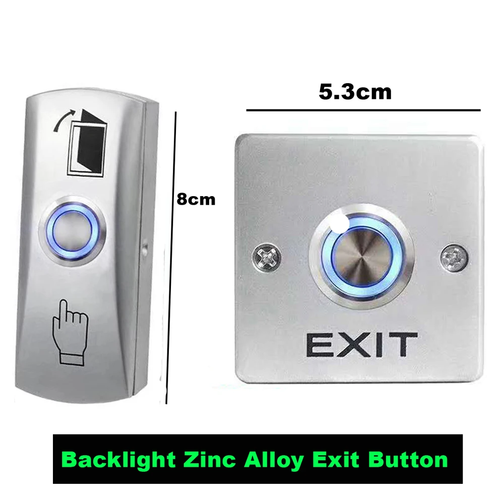 Zinc Alloy  Exit Button  Switch NO/COM Door System Push Exit Release Button Switch For Access Control Backlight Button