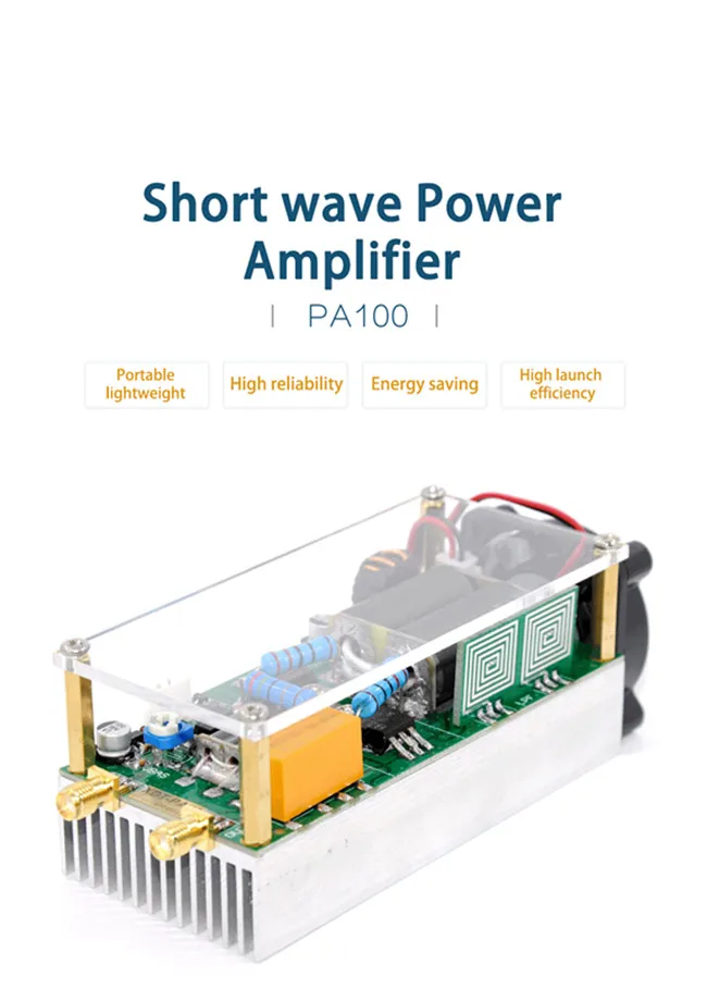 3~30Mhz 100w Shortwave power amplifier HF amplifier RF for QRP FT817 KX3 Xeigu G90s + Acrylic Case + Fan