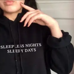 Skuggnas nuovo arrivo Sleepy Days insonni Nights felpa con cappuccio a maniche lunghe donna Fashion Slogan Pullover Grunge top felpa