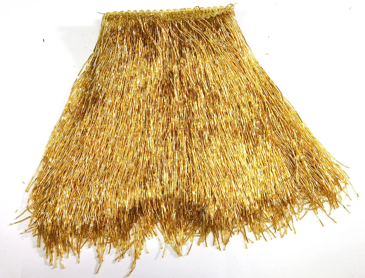 Handmade 30cm wide beaded fringe trimming, gold heavy bead fringe tassel trim for dance costume sliver trimming beading fringe