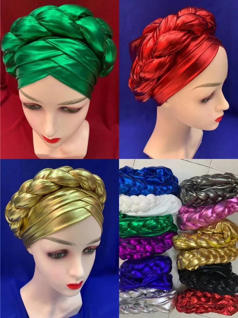 2022 Female Turban Caps Cross Ready to Wear Headscarf Bonnet Arab Head Wraps African Women Braid Turbans Auto Gele Headties