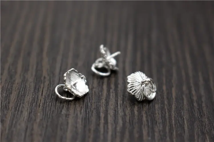 1pc100% 925 Sterling Silver Necklace Connector Pearl Beads Fastener Trays S925 SIlver Pendant Settings Clasps DIY Jewelry Making