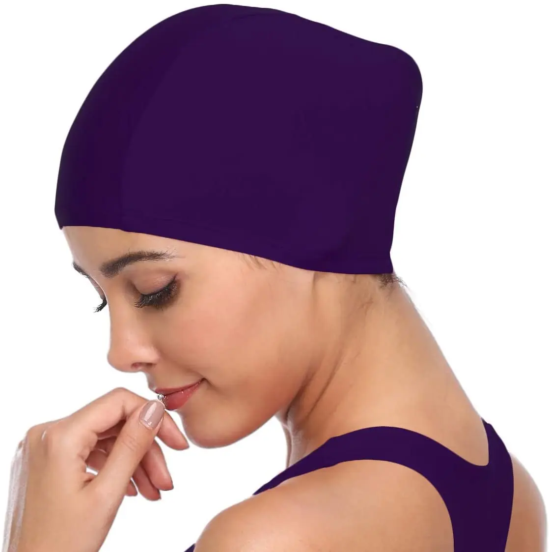 SHEKINI Womens Sports Elastic Nylon Spandex Fabric Protect Ears Long Hair Swimming Cap Ultrathin Adult Bathing Cap Head Cover