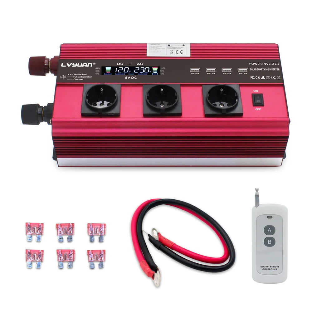 12000W Inverter 12v 220v Car inverter 3 Socket EU LCD Large Power Inverter Soler Power Inverter  Car Ac 220v Converter  Inverter