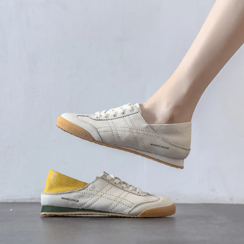 Brand 2021 New Korean Women's Shoes Soft Sole Comfortable Shallow Mouth Flats Shoes Two Wear Soft Leather Shoes Women Sneakers