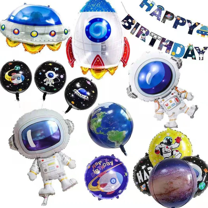 1pc~10pc Spaceman Rocket Aluminum Film Balloon Children's Birthday Party  Baby Shower Decoration