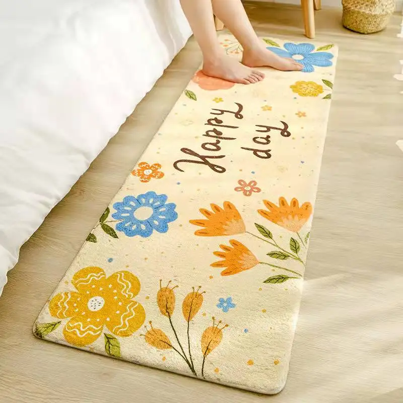 Colorful Flowers Floor Mats Small Fresh Rugs Home Entrance Carpets Bedroom Toilet Bathroom Door Absorbent Non-Slip Foot Pad