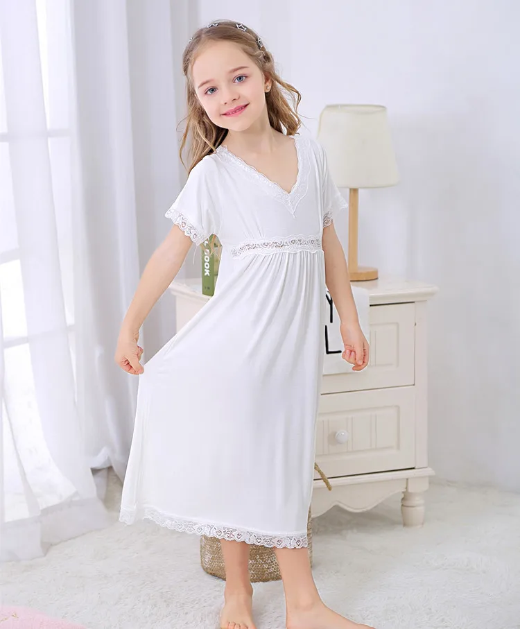 

Girl lace nightdress princess dress kid pajamas nightgowns for girls kids night dress sleeping dress 3-10Y