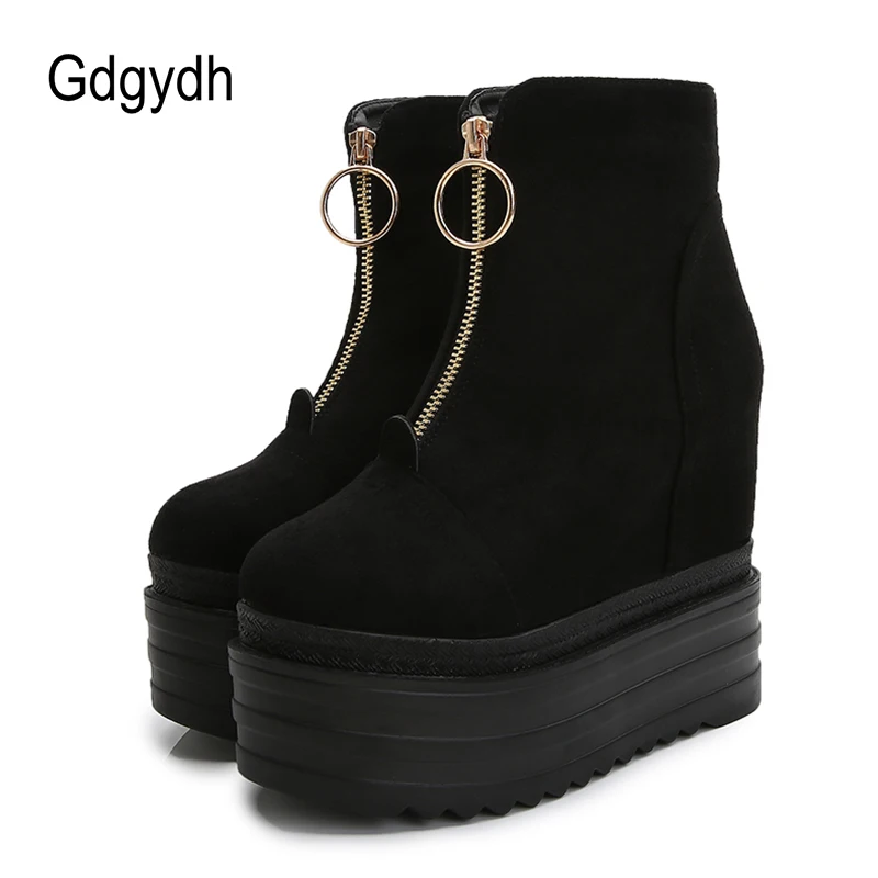 

Gdgydh Spring Autumn Women's Short Boots Height Increased Thick Waterproof Platform High-Heeled Shoes Muffin Bottom Ankle Boots