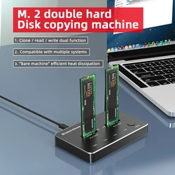 Внешний корпус для жесткого диска Dual Bay NVME M.2, эффективное отведение тепла, док-станция, корпус для Hdd типа C, автономный клонированный корпус