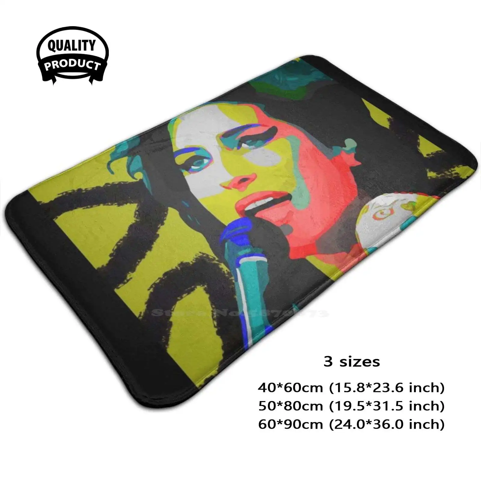 Amy - Funky Portrait Of A Star Soft Cushion Home Carpet Door Mat Car Rug Black Song Singer Uk Jazz Great Artist Unique Symbol