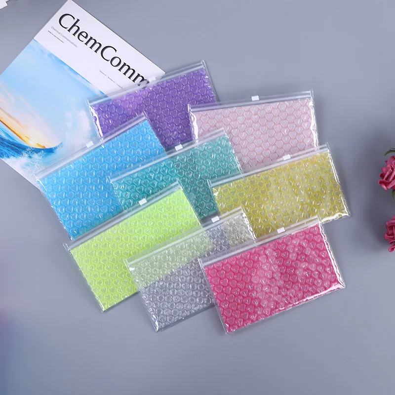 

15x10cm&22x15cm Colorful Zipper Padded Shipping Bag PVC Bag With Bubble Shockproof Cosmetic Packages Ziplock Bags 10Pack