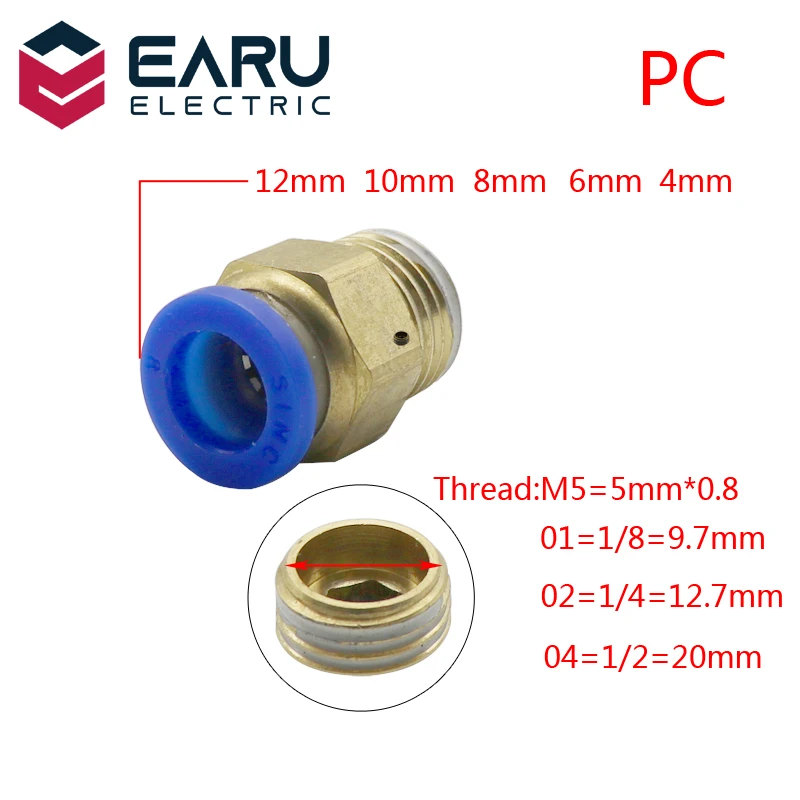 Pneumatic Air Connector Fitting PC/PCF/PL/PB/SL 4mm 6mm 8mm Thread 1/8 1/4 3/8 1/2 Straight Hose Fittings Pipe Quick Connectors