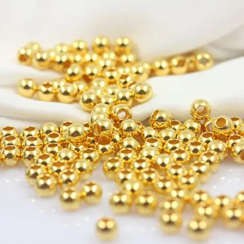 1pcs 24K Yellow Gold Pendant /Lucky 4mm 3mm Smooth Loose Gold Transfer Beads Gold 999 Light Beads Separated Beads 24K 3D