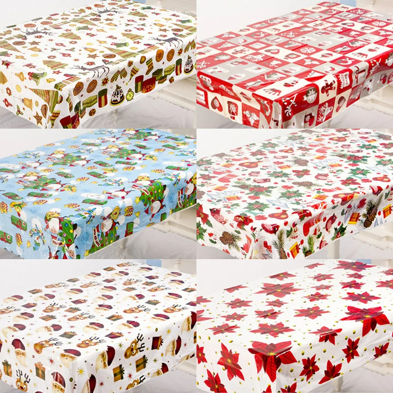 110*180cm Thin Christmas Tablecloth Disposable Christmas Table Runner for Navidad Natal Noel Party Home Table Decoration