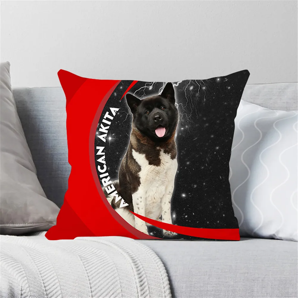 

HX American Akita Print Pillowcase Pet Dog Cushion Cover Cute Animals Bed Pillowcases for Car Sofa Home Pillow Case