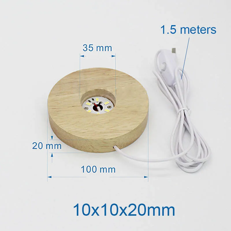 Base per lampada in legno 3D rotonda USB luce notturna calda supporto base display a LED per sfera sfera di cristallo accessori per illuminazione