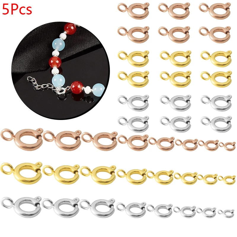 

5pcs/lot Stainless Steel Round Claw Spring Clasps Hooks for Bracelet Necklace Connectors DIY Jewelry Making Findings Wholesale