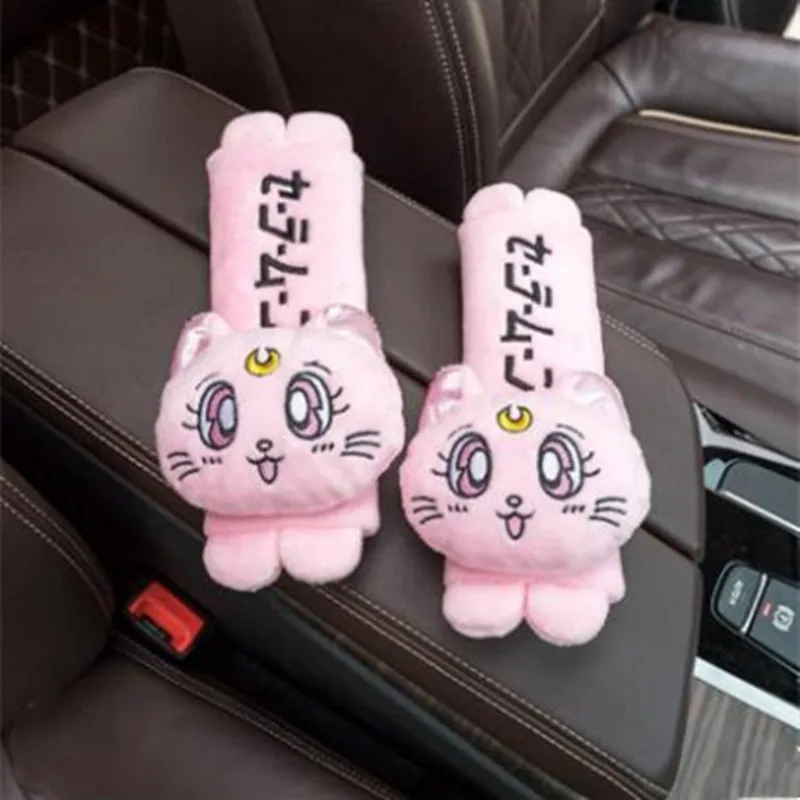 New Arrival Cartoon Cute Headrest Plush Luna Cat Head Car Lumbar Support Pillow Creative Car Neck Pillow Decorations — zdjęcie 7