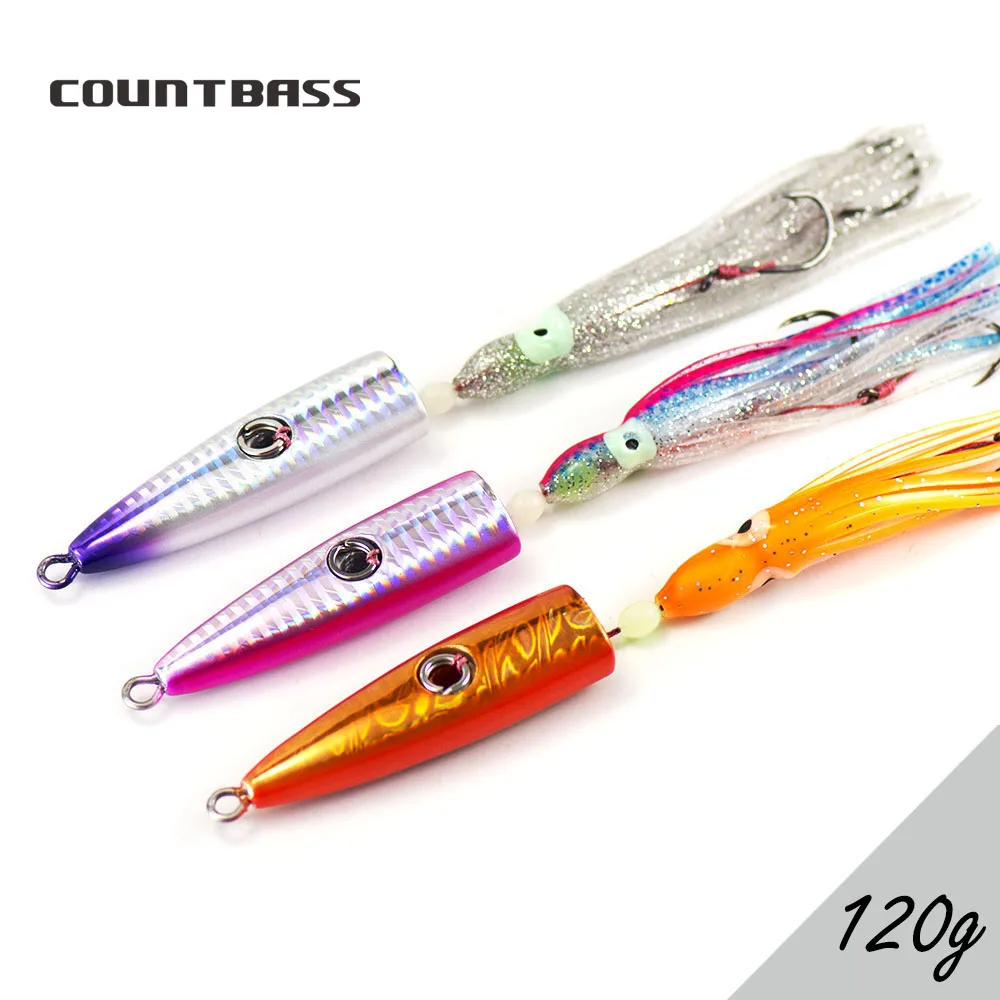 Countbass 3PCS 120g 4.3oz  Bullet Inchiku Jigs with Assist Hook, Salty Rubber Jigging lures for fishing, Bottom Ship Snapper