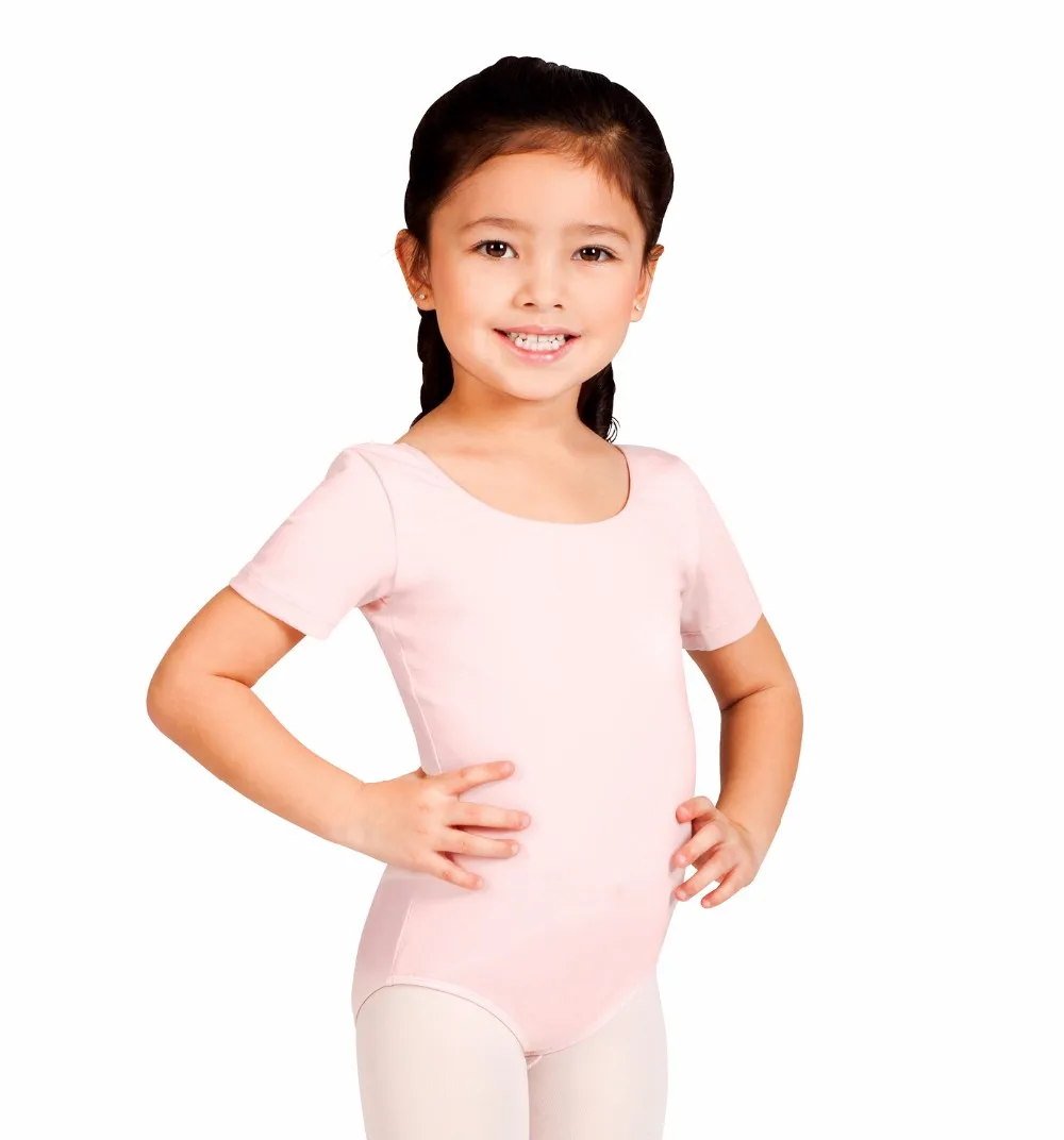 Speerise Girls  Spandex Scoop Neck Gymnastics Leotards Child Short Sleeve Ballet Dancewear Stage Performance Bodysuit Kids