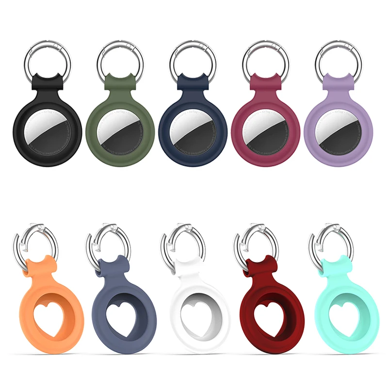 2021 For Apple Airtag Case Silicone Protective Sleeve Cover Keychain Airtags-tracker Heart-shaped Case For Airtags Accessories