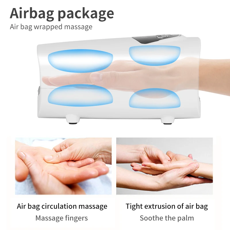 KLASVSA Electric Hand Massager Pressotherapy Air Pressure  Heat Palm Finger Acupoint Massage Finger Massager Pain Relief