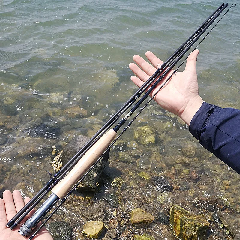 Buluzel 9 Feet 5/6 7/8 Carbon Fly Fishing Rod 2.7m Fly Rod 4 Sections Portable Hard Power Flying Rod Black Super Light Weight