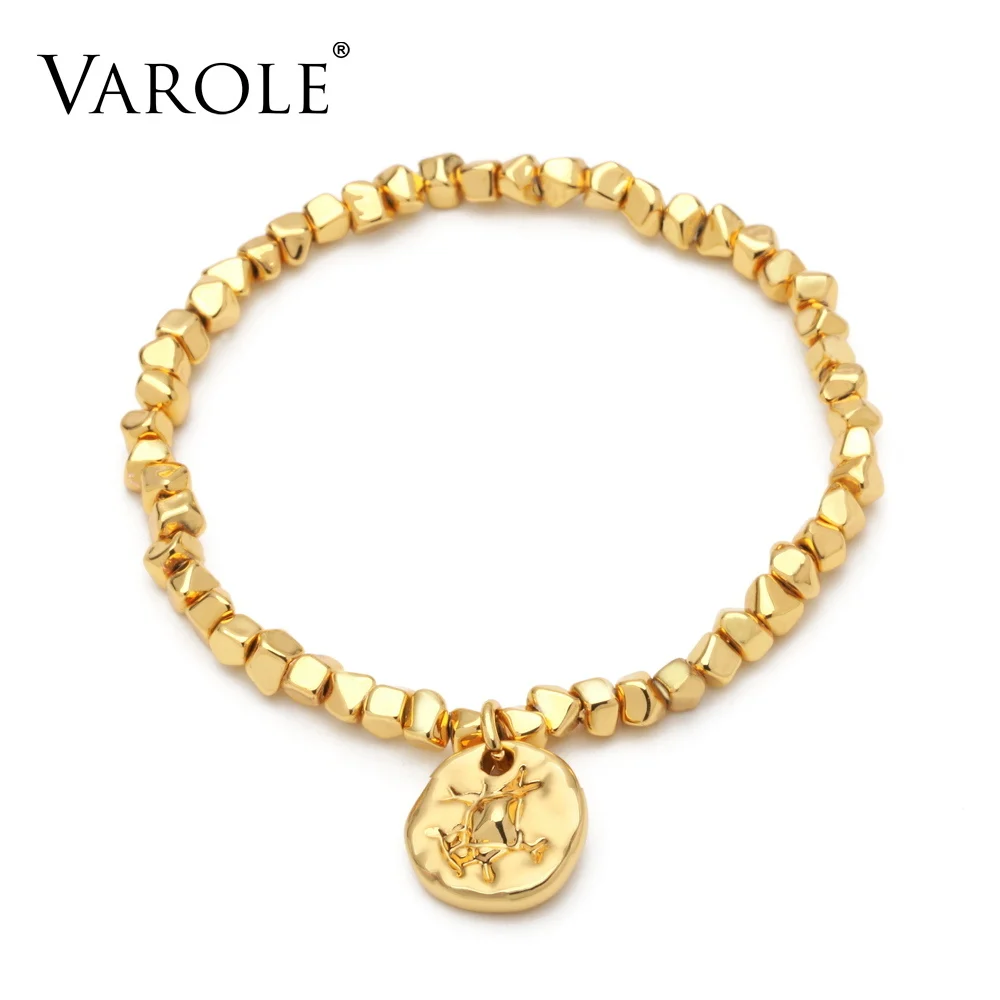 

VAROLE Crushed Golden Block Bracelet Femme Gold Color Bracelets For Women Fashion Jewelry Friends Gifts
