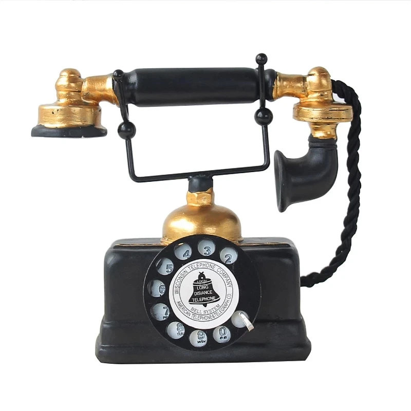 Classic Vintage European Style Landline Telephone Model, Antique Desktop Ornament, Perfect Gift for Home Office