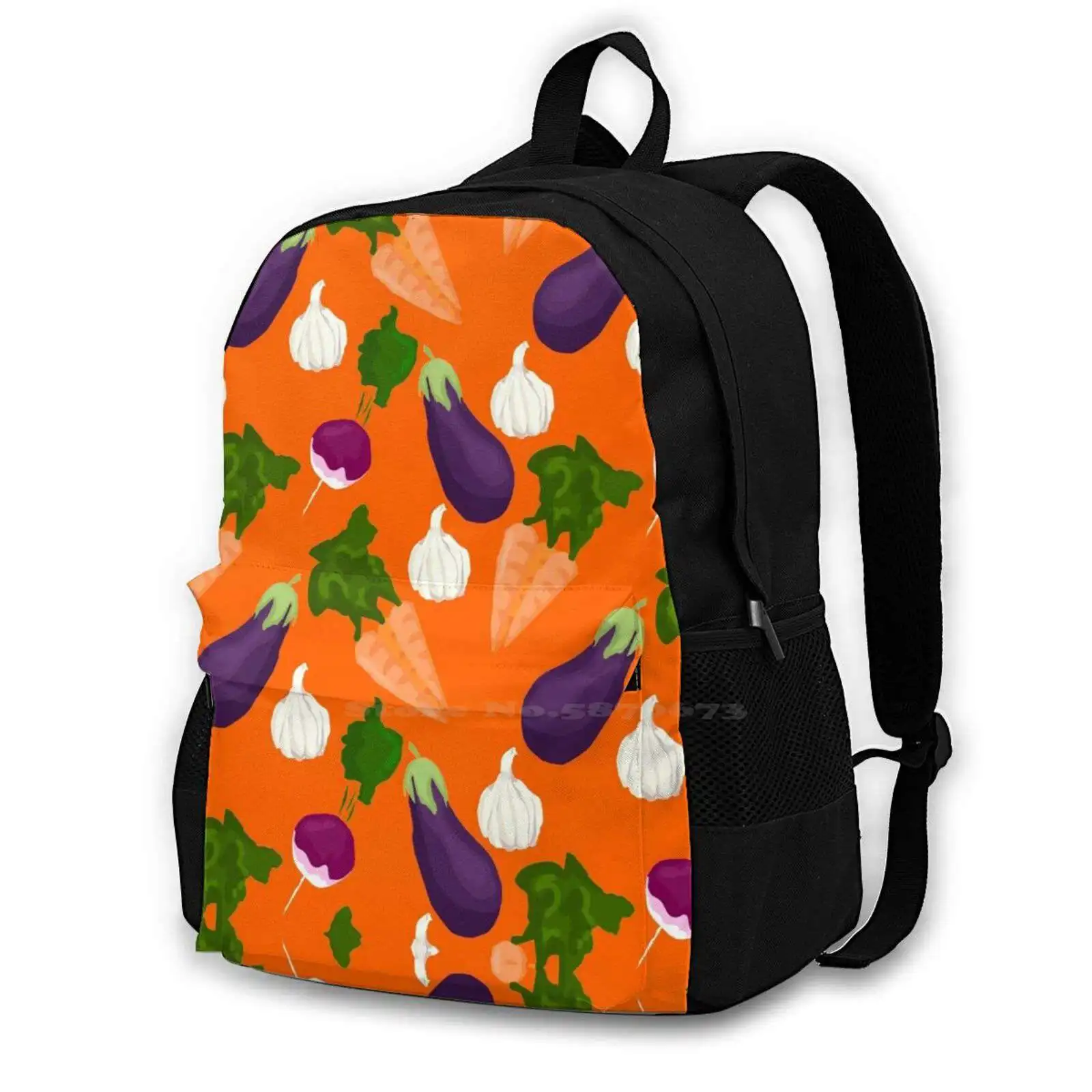 Pattern Teen College Student Backpack Laptop Travel Bags Cute Tomato Chubby Fat Kawaii Food Veggies