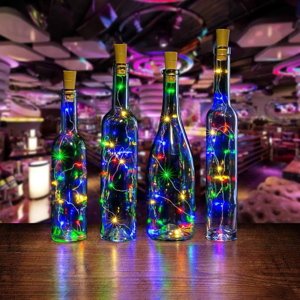 

1PC 2M 20LED Wine Bottle Lights String Fairy Lights Cork Battery Powered Starry DIY String Lights Colorful Glass Bottle Lighting