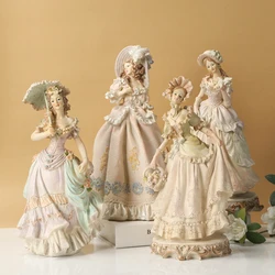 European Victorian Girl Beauty Resin Statue Ornaments Home Livingroom Desktop Sculpture Craft Cabinet Store Figurines Decoration