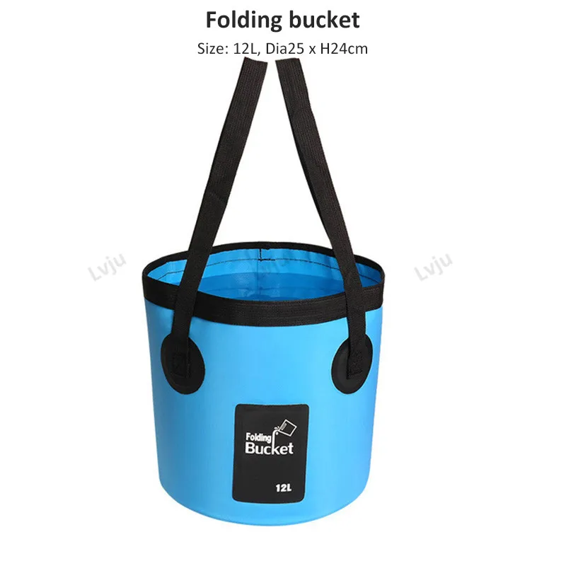 Lvju Easily Carry Food Grade Folding Bucket, Pail For Camping,Traveling, Fishing, Gardening, Car Washing, Hiking