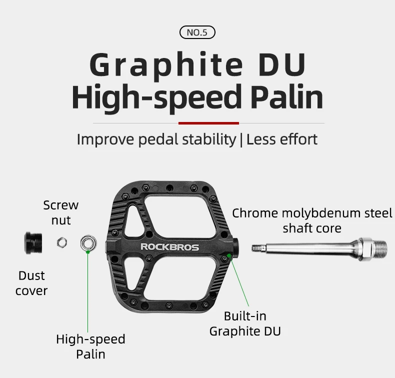 ROCKBROS Ultraleicht Dichtung Lager Fahrrad Pedale Radfahren Nylon Road bmx Mtb Pedale Flache Plattform Fahrrad Teile Zubehör – Detail 9