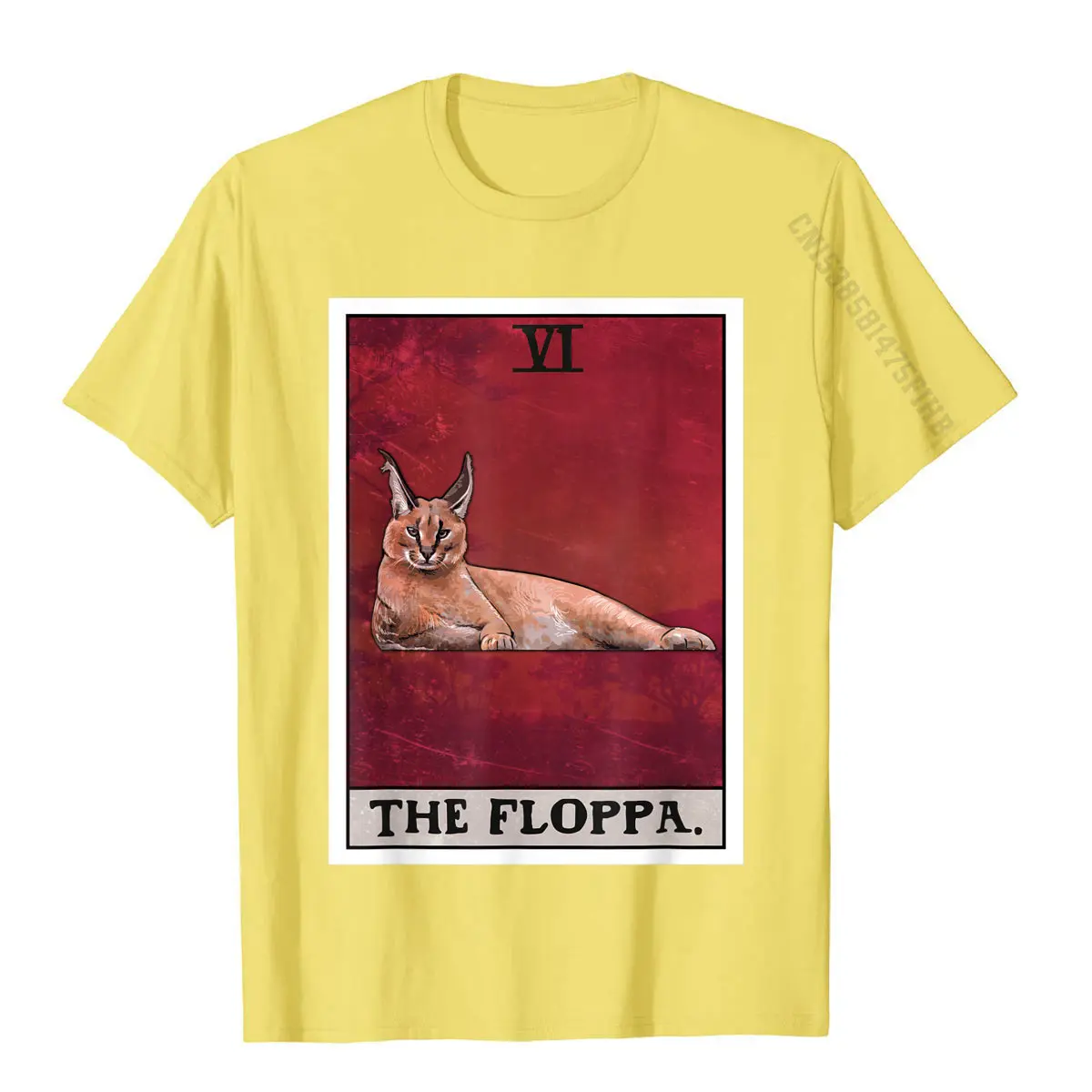 The Floppa Caracal Cat Tarot Card Funny Meme T-Shirt Cotton Tops Shirt Comfortable Popular Fashionable T Shirt