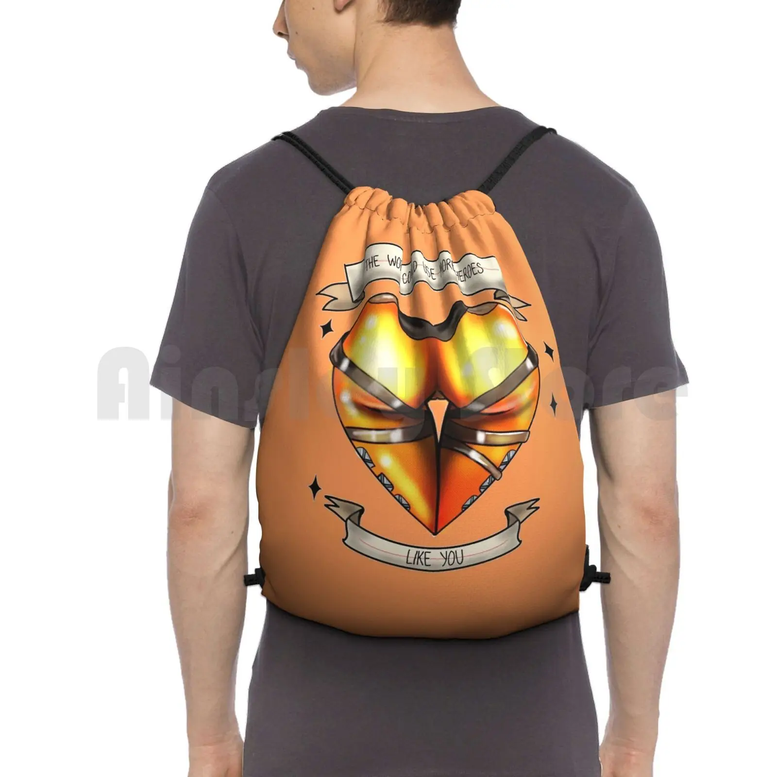 

The World Could Use More... Backpack Drawstring Bag Riding Climbing Gym Bag Tracer Tracer Tracer Butt Butt Heart Heros Video