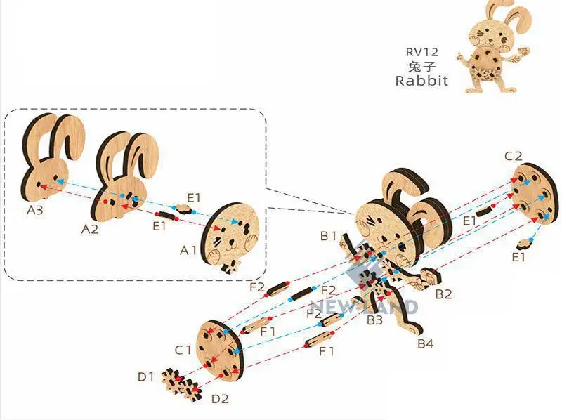 Laser Cutting DIY Animal Cat Dog Fish Toys 3D Wooden Puzzle Gear Toy Assembly Movable Craft Kits Decoration for Children Kid