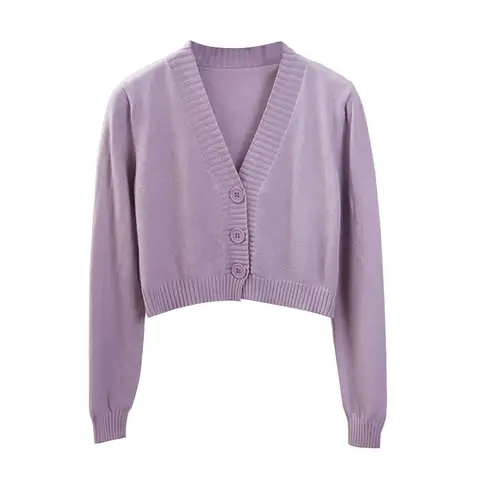 Cardigan court à col en V pour femmes, noir, blanc, simple boutonnage, GD153