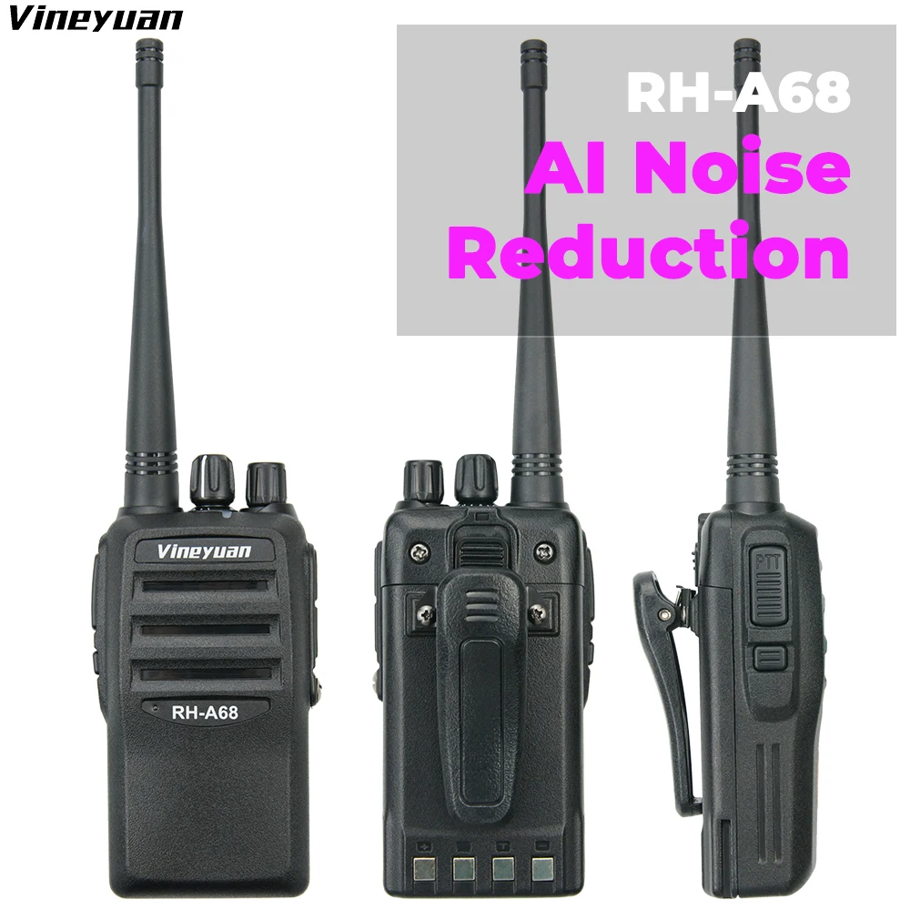 

Vineyuan 5W RH-A68 AI Noise Reduction Two Way Radio UHF 400-470MHz Long Range Portable Mini Walkie Talkies KTV Factory Kitchen