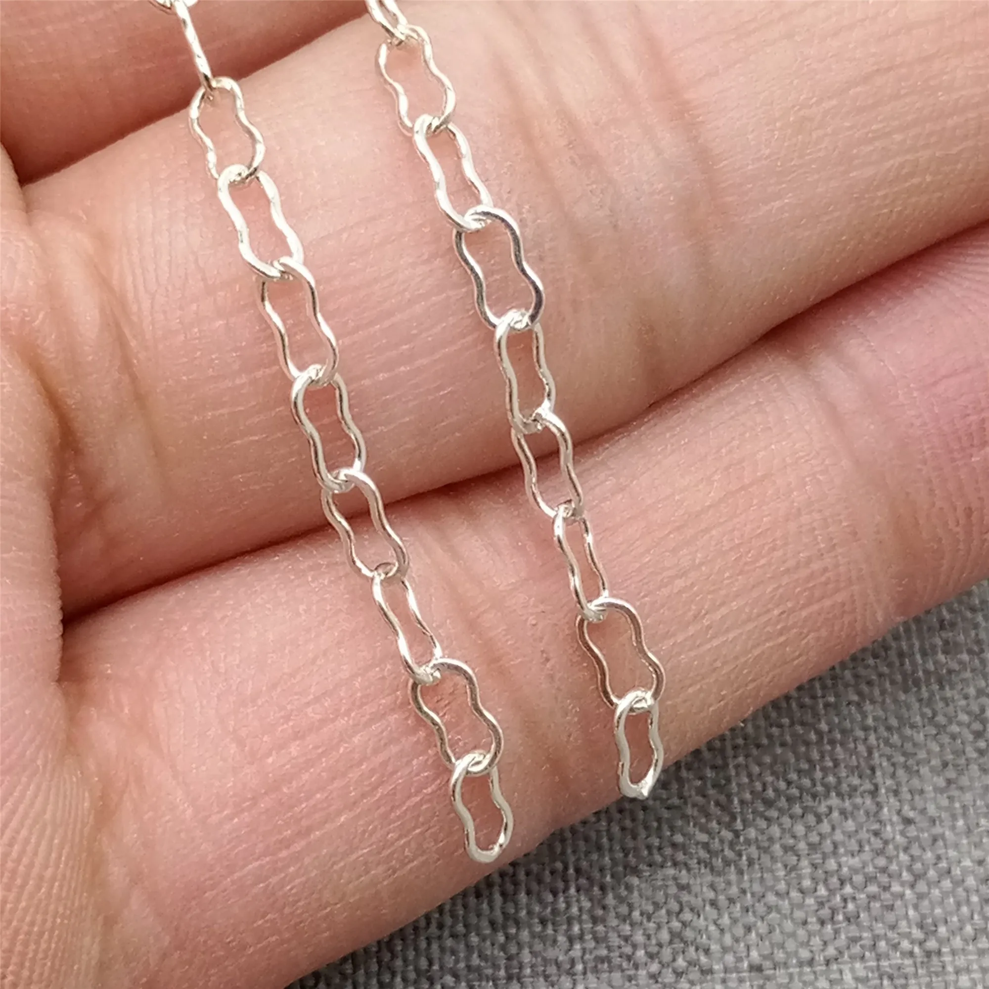 925 Sterling Silver Unfinished Crinkle Chain for Necklace Bracelet 100cm 3.28ft