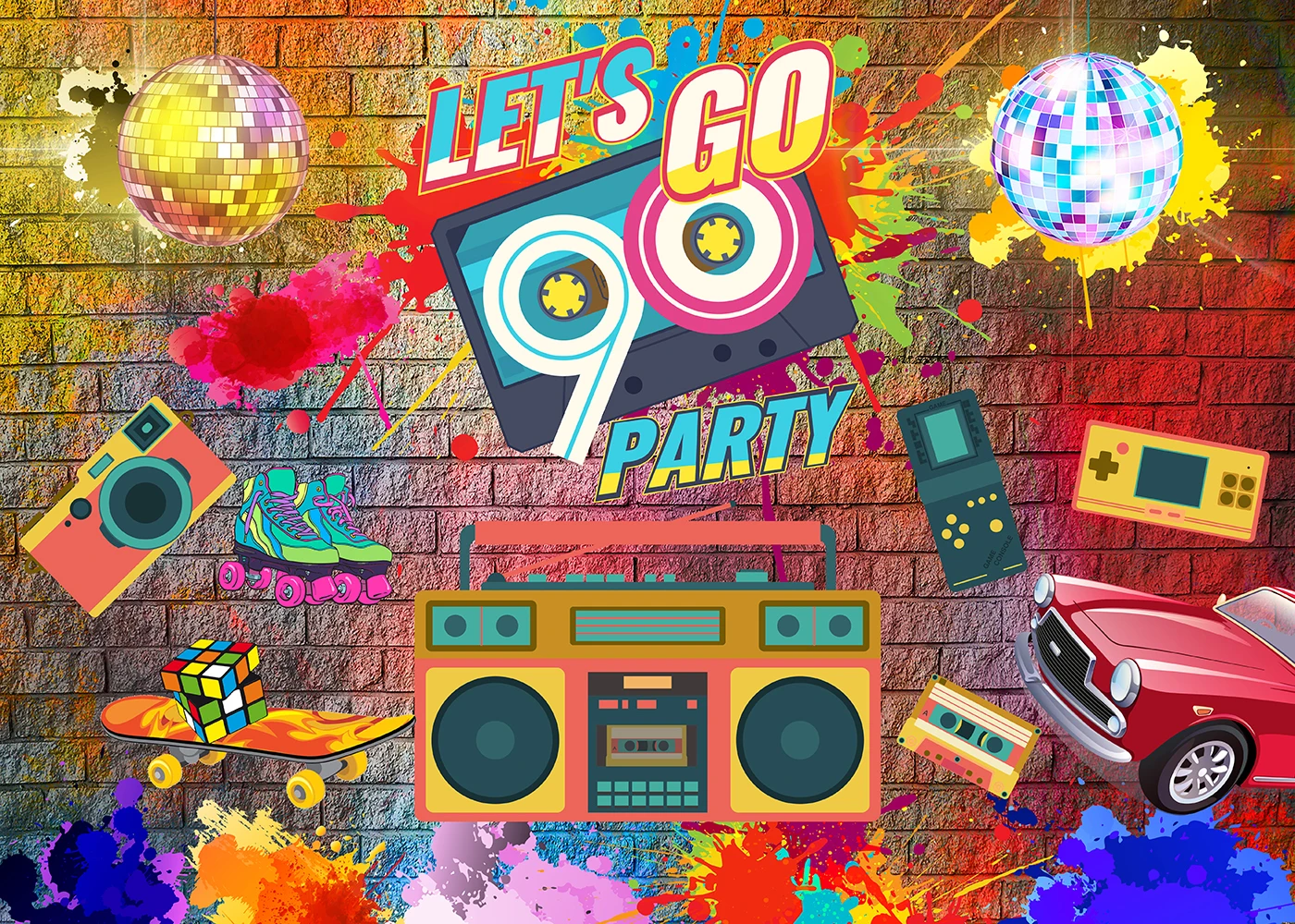 كابيسكو 80s 90s ديسكو حفلة صور خلفية الموسيقى الرقص تظهر الوقت المرحلة مسجل الكرة التصوير خلفية Photophone فوتوكول