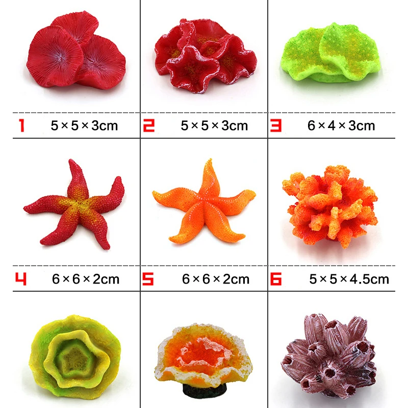 Various styles of aquarium fish tank landscaping simulation mini coral flower family red coral starfish pet supplies ornaments