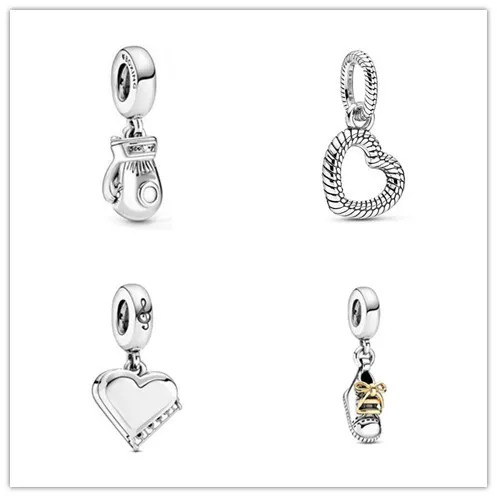 925 Sterling Silver Baeds Grand Piano Heart Dangle Charm Fit pan Bracelet & Necklace Jewelry