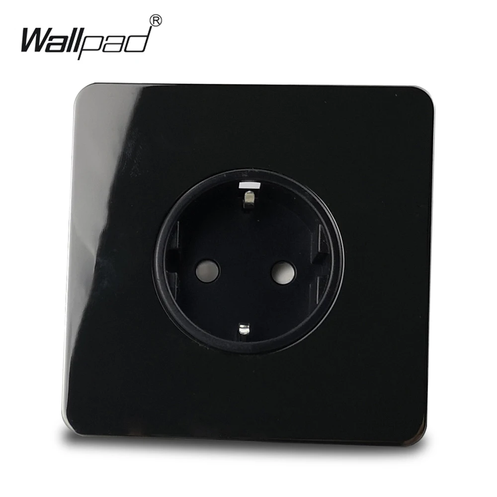 Wallpad H6 EU Standard Wall Electric Socket Germany Schuko Single Plate Black Nickel Stainless Steel Panel