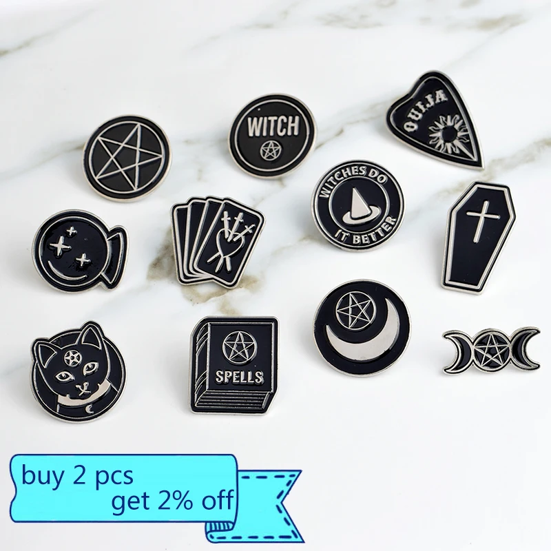 Witch Ouija Spells Black Moon Badge for Bag LapelBadges Brooches Lapel Pin Enamel Pin Backpack Accessories Witch