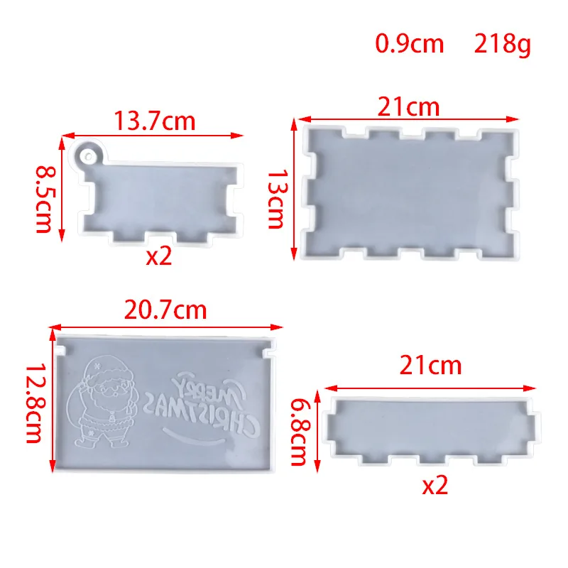 크리스마스 도미노 실리콘 보관함 금형, 립 포함, DIY 대형 사각형 쥬얼리 보관함, 수지용 실리콘 몰드