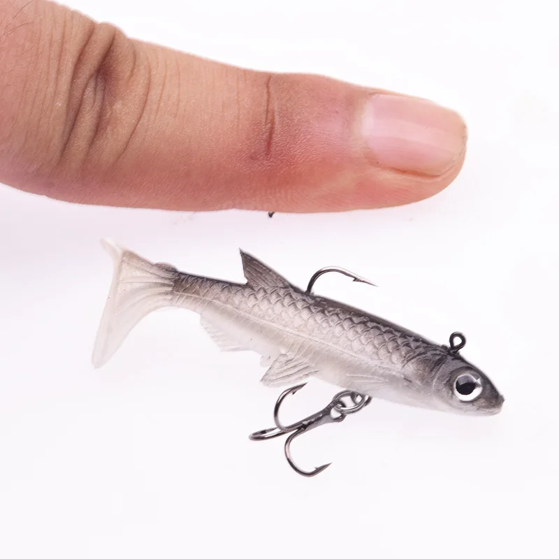 1PCS Small Minnow Silicone Soft Bait 50mm 3.5g Jig Wobblers Shad Spoon Fishing Lure Artificial Leurre With Hooks Bass Carp Pesca